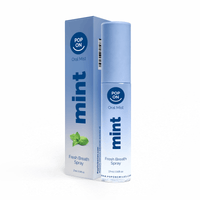 Mint fresh breath spray with packaging on a white background